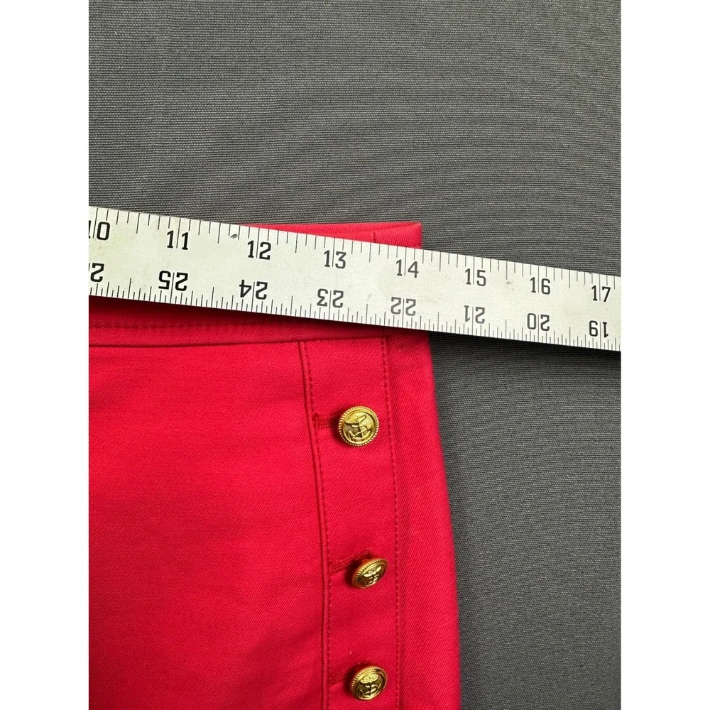 J Crew Red Nautical Sailor Mini Skirt Gold Anchor Button Twill Preppy Skirt Sz 0